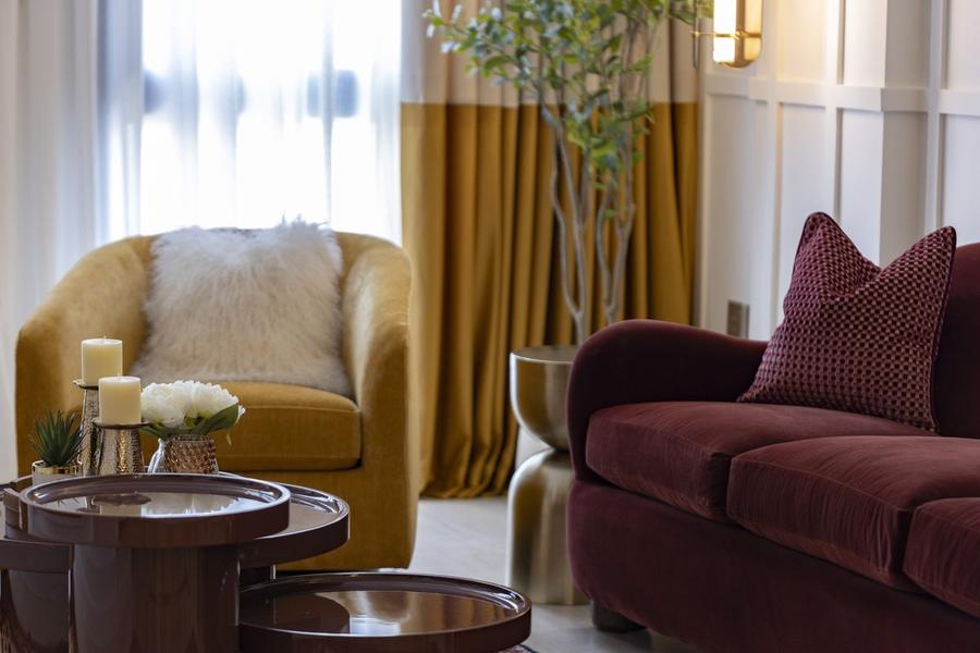 Mustard velvet armchair
